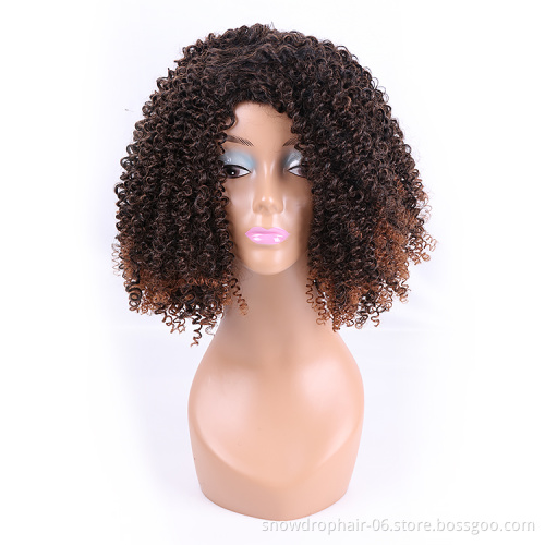 Heat Resistance Wigs Curl With Highlights Short Premium Fiber Wholesale Heat Resistant Afro Curls Wigs Synthetic Hair Wig